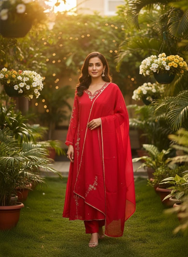 Crimson Gold Enchantment Anarkali